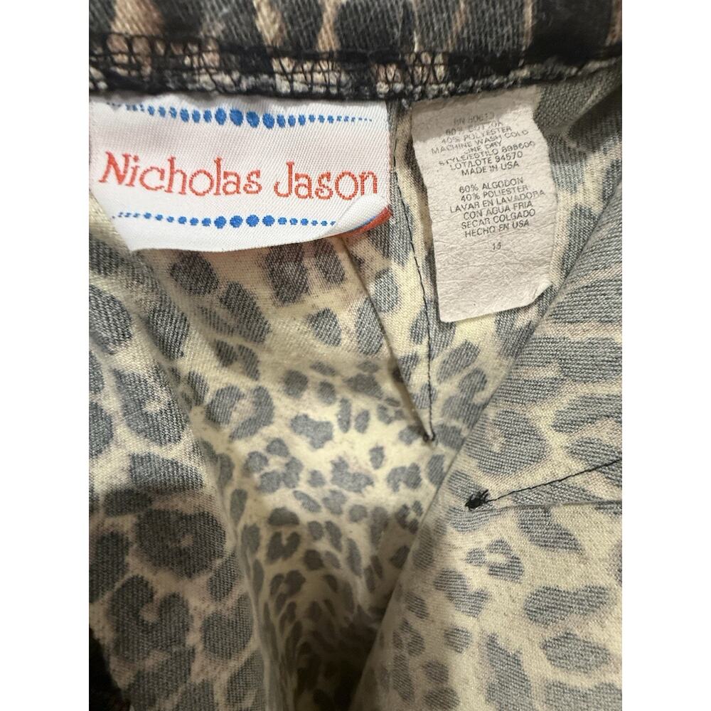 Nicholas Jason Leopard Print Mini Skirt Size 16 Animal Print Stretch Denim Y2K - Picture 5 of 5